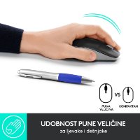 Miška LOGITECH M190, optična, brezžična, 1000dpi, crno-siva