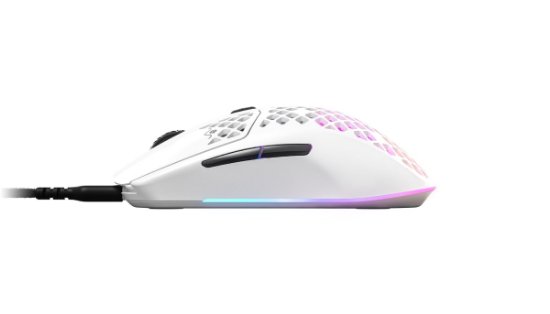 Miška STEELSERIES Aerox 3 2022 Edition, optična, RGB, 8500 CPI, bela, USB
