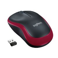 Miška LOGITECH M185, optična, brezžična, 1000dpi, crno-rdeči