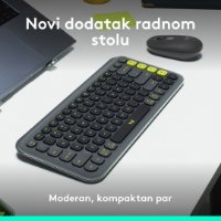 Tipkovnica + miška LOGITECH POP Icon Combo, brezžična, US Layout, BT, sivo-zelena