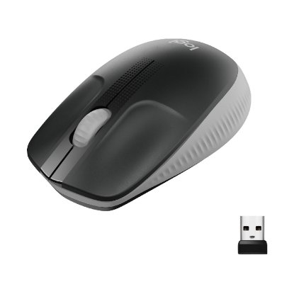 Miška LOGITECH M190, optična, brezžična, 1000dpi, crno-siva