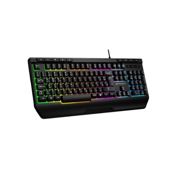 Tipkovnica EPOCH Tethys, Rainbow, membranska, črna, UK/SLO/HR layout, USB