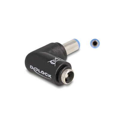 Adapter DELOCK 5,5 x 2,1mm(M) na 5,5 x 2,1mm (Ž), kotni, za polnjenje laptopa