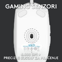 Miška LOGITECH Gaming G102 Lightsync, optična, 8000dpi, bela, USB