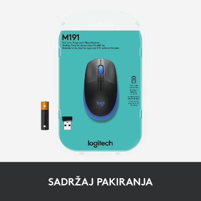 Miška LOGITECH M190, optična, brezžična, 1000dpi, crno-modra