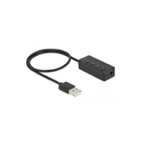 Adapter DELOCK, USB-A (M) na 2x3.5mm (Ž), 0.4m, črni