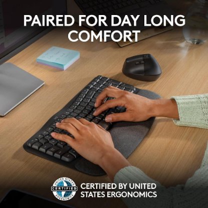 Komplet tipkovnica + miška LOGITECH Wave Keys + Lift, ergonomski, brezžični, črn