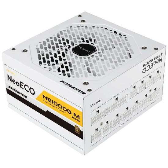 Napajalnik 1000W, ANTEC NeoECO 1000G M White EC ATX3.0, 120mm vent., 80+ Gold, modularno, belo
