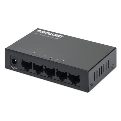 Stikalo INTELLINET 523301, 10/100 Mbps, 5-portno, kovinsko, kabel Cat5e 0.5m