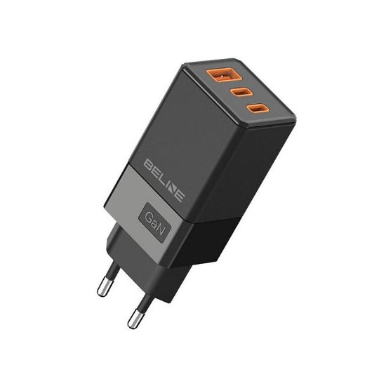 Polnilec BELINE BLN3CB65 GaN, 65W, PD3.0/QC3.0, 2xUSB-C + USB-A,črni