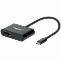 Adapter MANHATTAN, USB-C (M) na HDMI (Ž), USB-C PD, črni