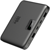 Mobilni USB polnilec CANYON PB-2008 LED Flat, 20000mAh, PD 100W, QC3.0, 2x USB-A, 2x USB-C, sivi