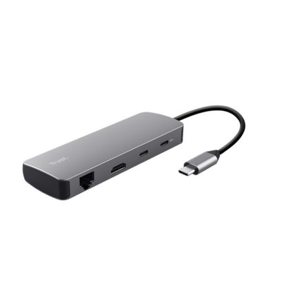 Postaja za priklop TRUST Dalyx, 8 v 1, USB-C na 2x USB 3.1, 2x USB-C, HDMI, LAN, čitalec kartic