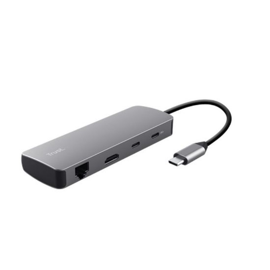 Postaja za priklop TRUST Dalyx, 8 v 1, USB-C na 2x USB 3.1, 2x USB-C, HDMI, LAN, čitalec kartic