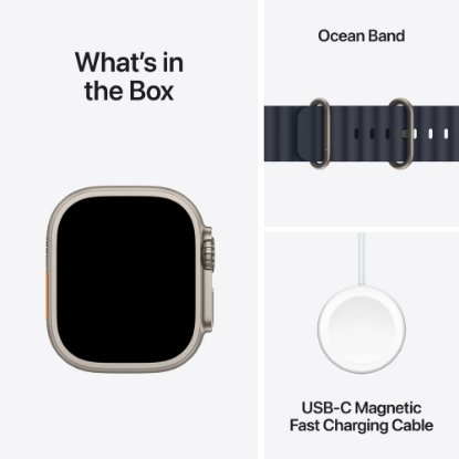 Pametna ura APPLE Watch Ultra2 v2 Cellular, 49mm Natural Titanium Case with Navy Ocean Band