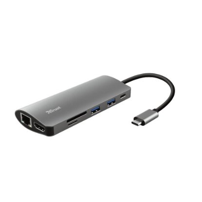 Postaja za priklop TRUST Dalyx, 7 v 1, USB-C na 2x USB 3.1, USB-C, HDMI, G-LAN, čitalec kartic, za prenosnik