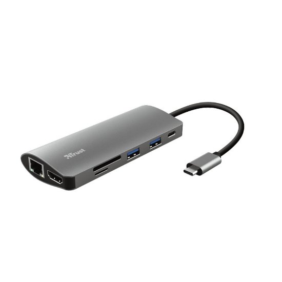 Postaja za priklop TRUST Dalyx, 7 v 1, USB-C na 2x USB 3.1, USB-C, HDMI, G-LAN, čitalec kartic, za prenosnik