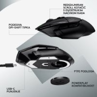Miška LOGITECH Gaming G502 X Lightspeed, optična, 25000dpi, brezžična, črna, USB