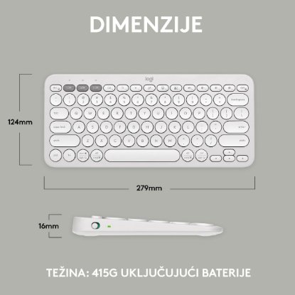 Tipkovnica LOGITECH Pebble Keys 2 K380S, BT, kompaktna, bela