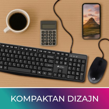 Tipkovnica + miška OCTIO KM100U, črni, USB