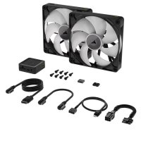 Ventilator CORSAIR iCUE LINK RX140 RGB, PWM, 140mm, 1700 okr/min, Dual Pack, črni