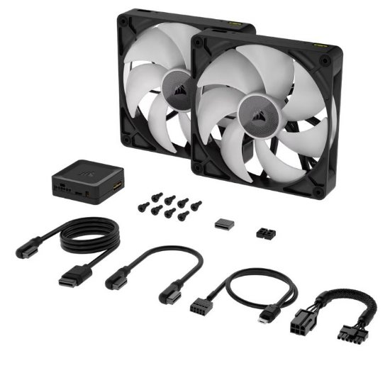 Ventilator CORSAIR iCUE LINK RX140 RGB, PWM, 140mm, 1700 okr/min, Dual Pack, črni