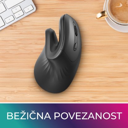 OCTIO Ergo V210WBT, optična brezžična miška, 7200 DPI, črna