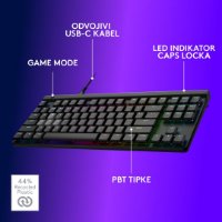 Tipkovnica LOGITECH Gaming G515 Rapid TKL, RGB, mehanska, US Layout, USB, črna