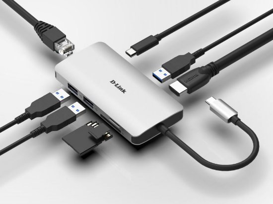 Priklopna postaja D-LINK DUB-M810, USB-C na 3x USB 3.0, 1x USB-C, HDMI, LAN, SD bralnik kartic, za  prenosni računalnik