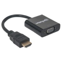 Adapter MANHATTAN, HDMI (M) na VGA (Ž), 30cm, črn