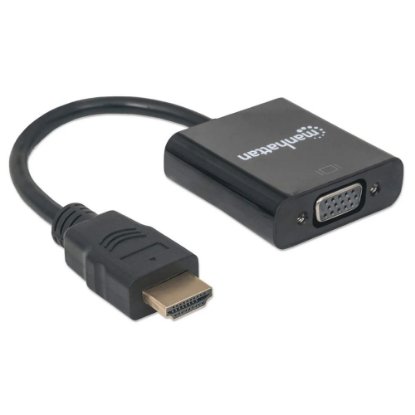 Adapter MANHATTAN, HDMI (M) na VGA (Ž), 30cm, črn