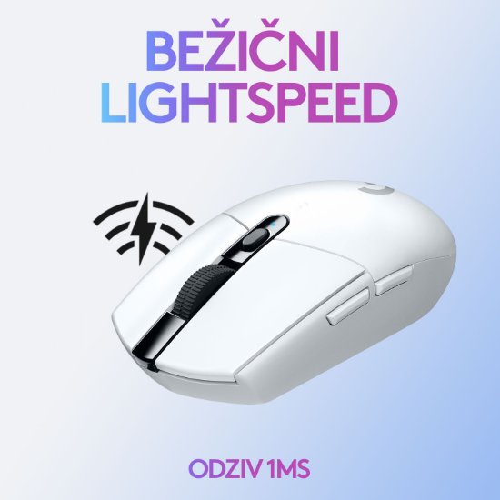 Miška LOGITECH Gaming G305 Lightspeed, brezžična, optična, 12000dpi, bela, USB