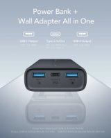 Mobilni USB polnilec VEGER ACE100, 10000 mAh, vgrajena EU vtičnica, črni