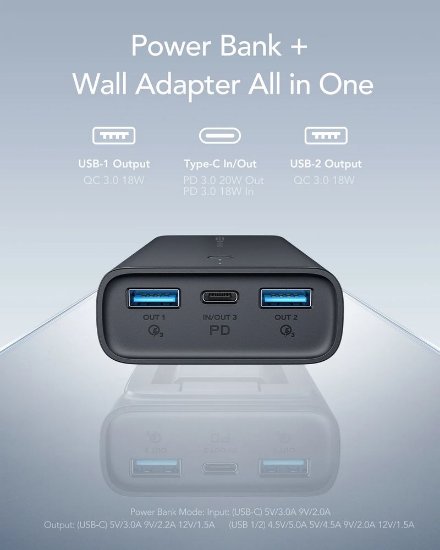 Mobilni USB polnilec VEGER ACE100, 10000 mAh, vgrajena EU vtičnica, črni