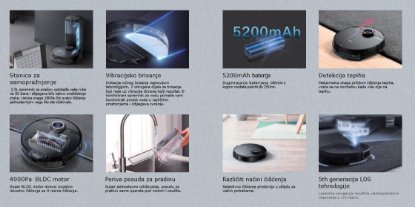 Robotski sesalnik MIDEA S8+, sa postajo za samopražnjenje, črni