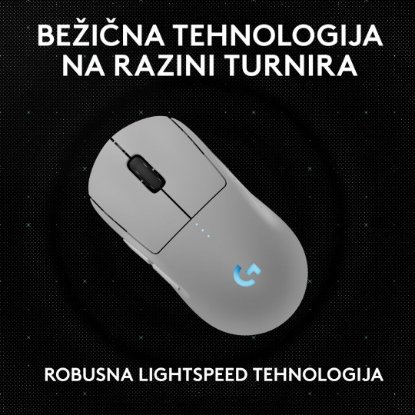 Miška LOGITECH Pro 2 Lightspeed, RGB, optični, brezžična, 32000dpi, bela