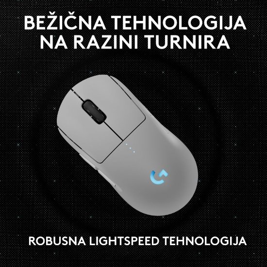Miška LOGITECH Pro 2 Lightspeed, RGB, optični, brezžična, 32000dpi, bela