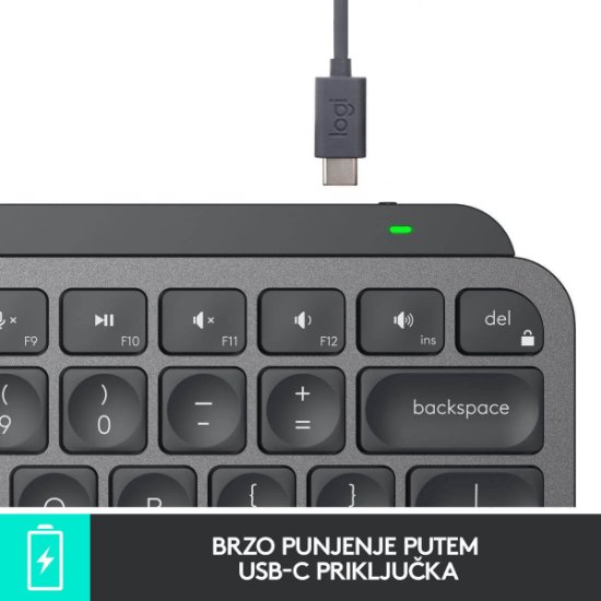 Tipkovnica LOGITECH MX Keys mini, brezžična, BT, siva