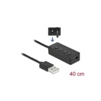 Adapter DELOCK, USB-A (M) na 2x3.5mm (Ž), 0.4m, črni
