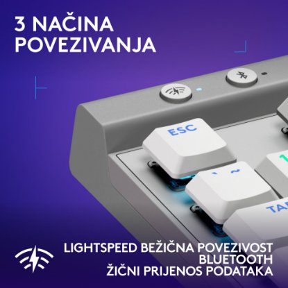 Tipkovnica LOGITECH Gaming G515 Lightspeed TKL, Tactile switch, RGB, mehanička, brezžična, US Layout, USB, bela