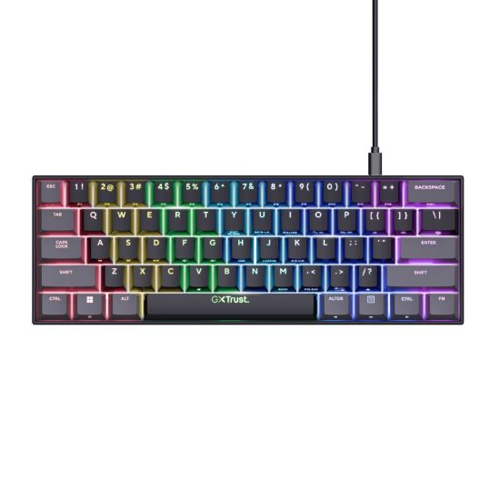 Tipkovnica TRUST GXT 867 Acira, Gaming, TKL, mehanička, USB, US layout, črna