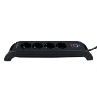 Prenaponska zaščita COMMEL, 4 utičnice, 2xUSB-A, 2m, črna