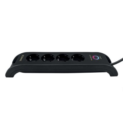 Prenaponska zaščita COMMEL, 4 utičnice, 2xUSB-A, 2m, črna