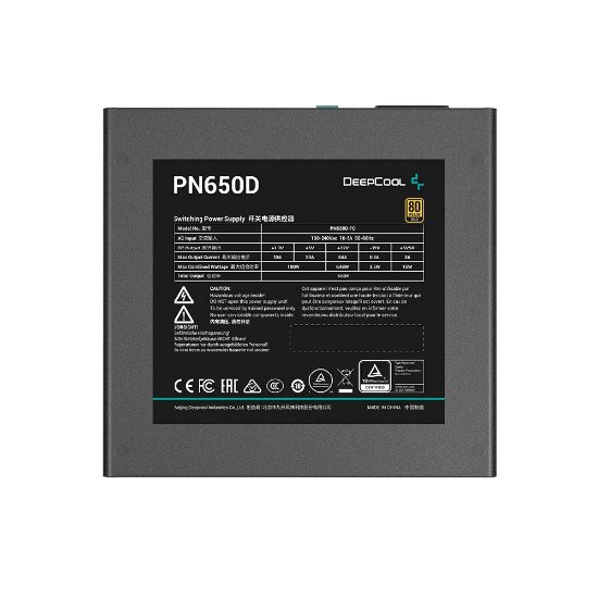 Napajalnik 650W, DEEPCOOL PN650D, 12V-2x6, ATX V3.1, 120mm vent., črn, 80+ Gold