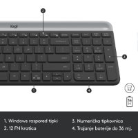 Tipkovnica + miška LOGITECH MK470 Slim Wireless, brezžična, črna
