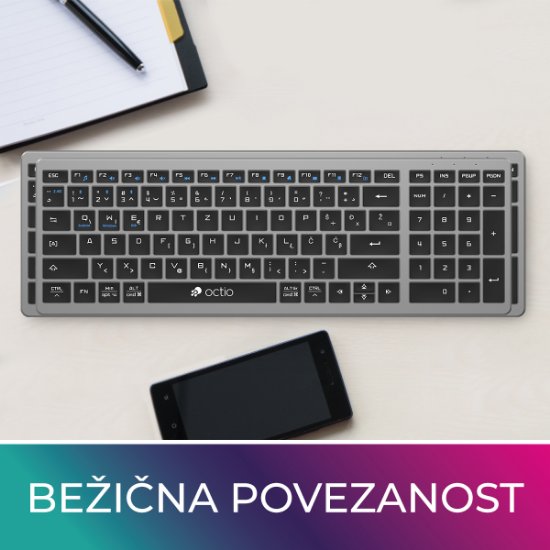 OCTIO Style K290WBT brezžična tipkovnica, Bluetooth, črna