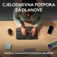 Tipkovnica LOGITECH Wave Keys, ergonomska, brezžična, črna