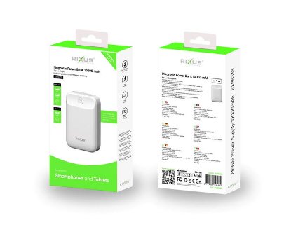 Mobilni USB polnilec RIXUS RXPB33B, 10000 mAh, beli
