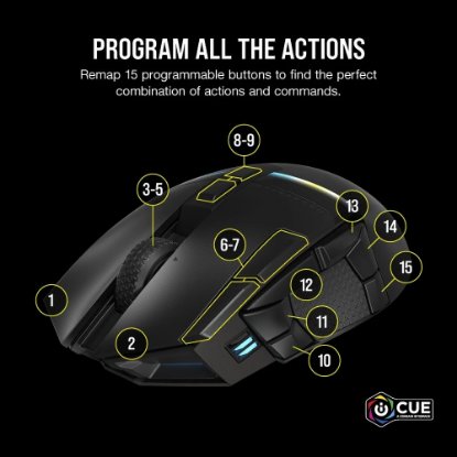 Miška CORSAIR Darkstar Wireless, RGB, optična, brezžična, 26000dpi, črna