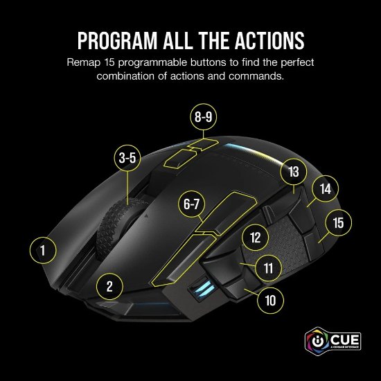 Miška CORSAIR Darkstar Wireless, RGB, optična, brezžična, 26000dpi, črna